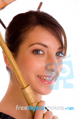 Close Up Of Cheerful Young Woman Stock Photo