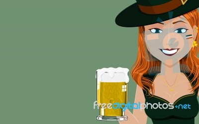 Close Up Of Irish Girl Holding A Glass Of Beer Stock Image