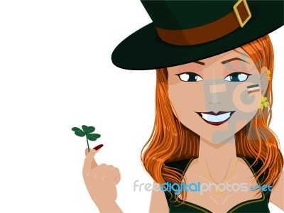 Close Up Of Irish Girl On Transparent Background Stock Image