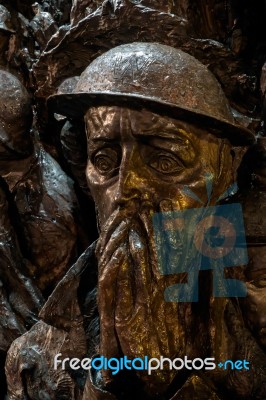 Close-up Of Part Of The Battle Of Britain War Memorial At Night Stock Photo