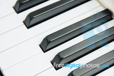 Close-up Of Piano Keyboard Centred On Ab With Plenty Of White Sp… Stock Photo