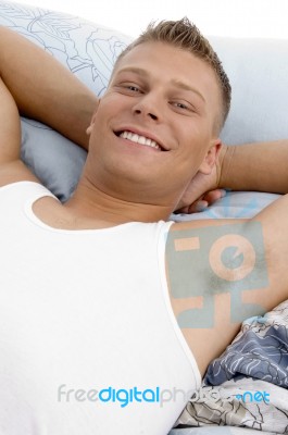 Close Up Of Resting Young Man Stock Photo