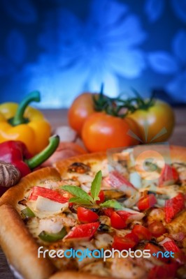 Close Up Of Sea Food Pizza Stock Photo