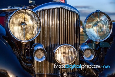 Close-up Of The Front Of Vintage Bentley Stock Photo