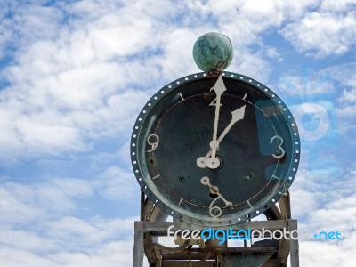 Close-up Of The Pier Waterclock On Southwold Pier Stock Photo