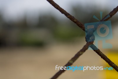 Close Up On A Rusted Fence Stock Photo