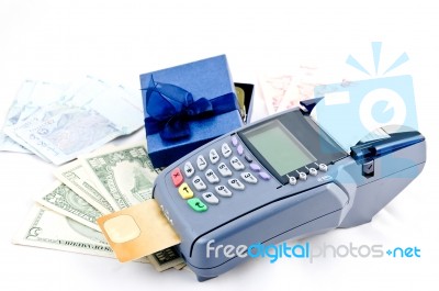 Close Up Payment Machine Stock Photo