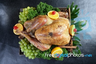 Close Up Roast Turkey Stock Photo