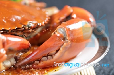 Close Up Singapore Chilli Mud Crab Stock Photo