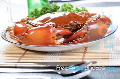 Close Up Singapore Chilli Mud Crab Stock Photo