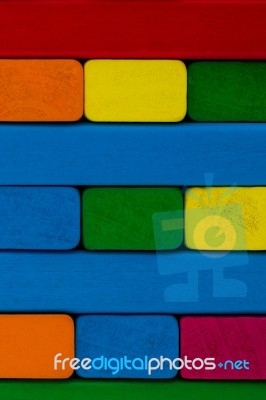 Close Up Square Shape Colorful Background. Wooden Color Toy Bloc… Stock Photo