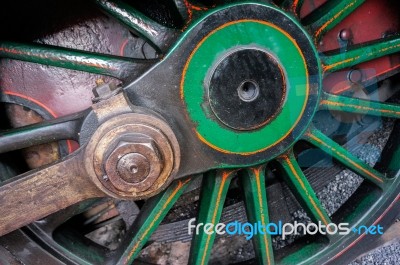 Close-up Steam Train Wheel At Sheffield Park Station East Sussex… Stock Photo