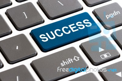 Close Up Success Button On Keyboard Computer Stock Photo