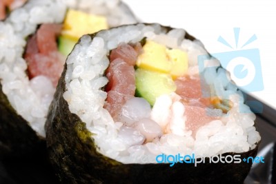 Close Up Sushi Roll Stock Photo