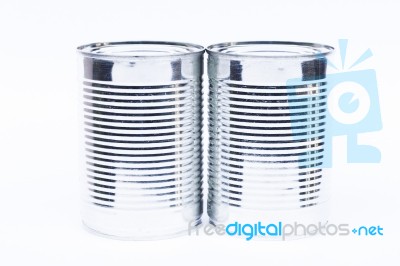 Close-up Tin Can Isolated On White Background Stock Photo