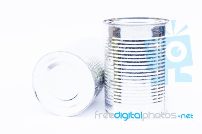 Close-up Tin Can Isolated On White Background Stock Photo