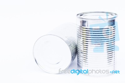 Close-up Tin Can Isolated On White Background Stock Photo