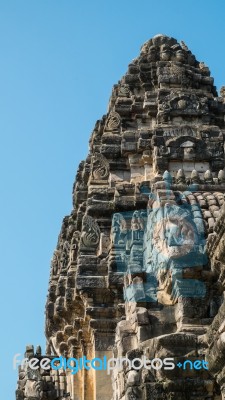 Close Up Top Of Prasathinphimai (public Location) On Blue Sky Stock Photo