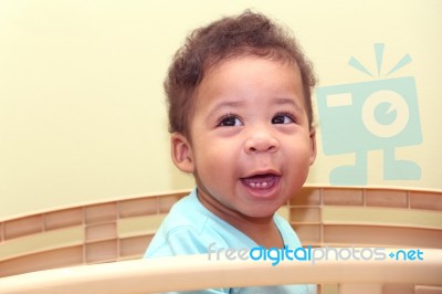 Close Up View Of A Beautiful African Baby Boy Stock Photo