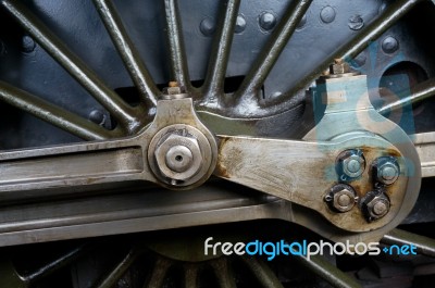 Close-up View Of An Old Steam Train Wheel At Sheffield Park Stock Photo