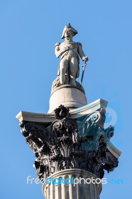 Close-up View Of Nelson's Statue In Trafalgar Square Stock Photo