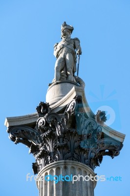 Close-up View Of Nelson's Statue In Trafalgar Square Stock Photo