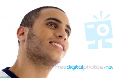 Close Up View Of Young Guy Face Stock Photo