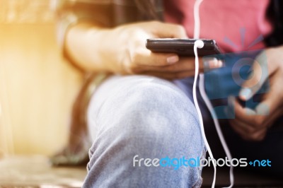 Close Up Woman Using Smartphones  Stock Photo