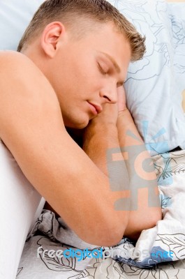 Close View Of Sleeping Young Male Stock Photo