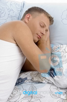 Close View Of Sleeping Young Man Stock Photo