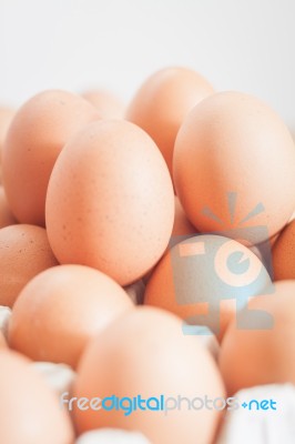 Closed Up Fresh Chicken Eggs Stock Photo