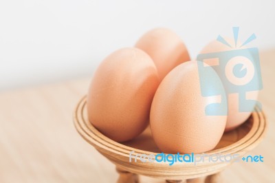 Closed Up Fresh Chicken Eggs Stock Photo