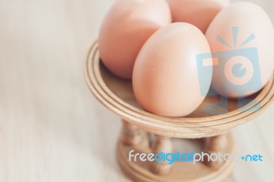 Closed Up Fresh Chicken Eggs Stock Photo