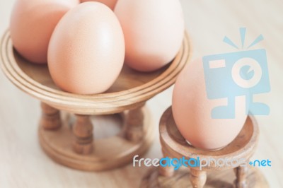 Closed Up Fresh Chicken Eggs Stock Photo