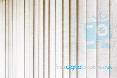 Closed White Fabric Blinds Curtains Stock Photo