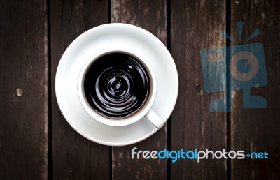 Closeup Black Coffee From Top View Stock Photo