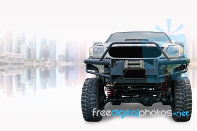 Closeup Front Of Off Road Truck Stock Photo