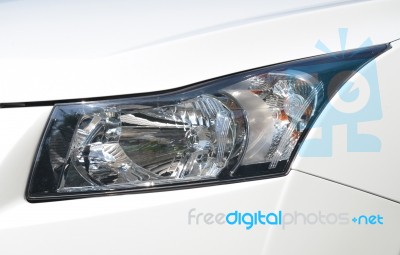 Closeup Headlights Of Car Stock Photo