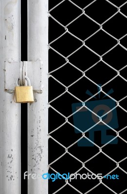 Closeup Metal Door With Lock Stock Photo