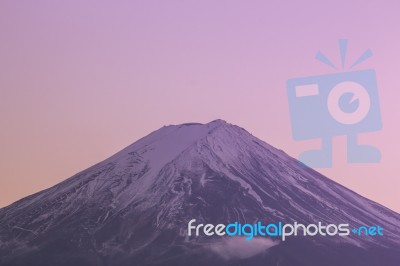 Closeup Mt Fuji In The Early Morning Stock Photo