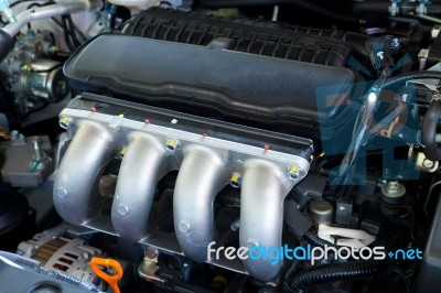 Closeup Of Car Engine Stock Photo