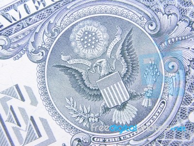 Closeup Of Detail On The Us $1 Dollar Stock Photo