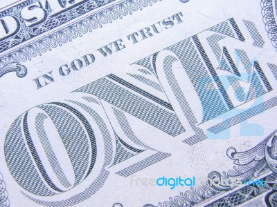 Closeup Of Detail On The Us $1 Dollar Stock Photo