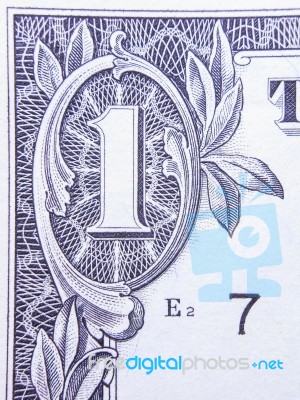 Closeup Of Detail On The Us $1 Dollar Stock Photo