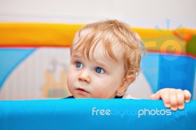 Closeup Of One Year Baby Boy Stock Photo