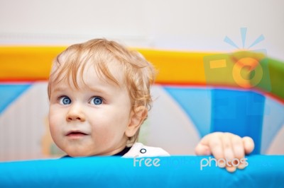 Closeup Of One Year Baby Boy Stock Photo