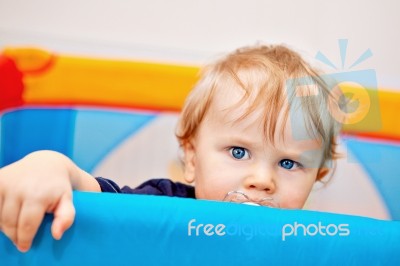 Closeup Of One Year Baby Boy Stock Photo