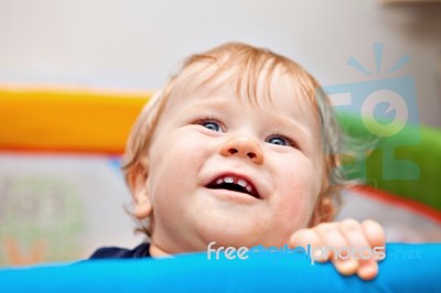 Closeup Of One Year Baby Boy Stock Photo