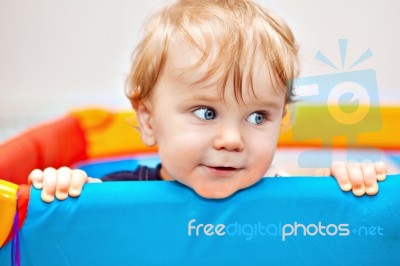 Closeup Of One Year Baby Boy Stock Photo