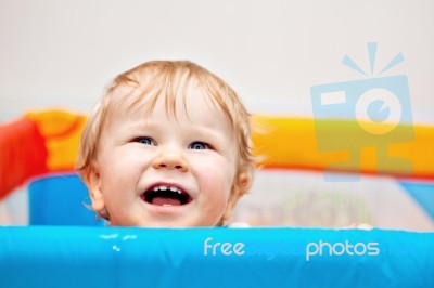 Closeup Of One Year Baby Boy Stock Photo